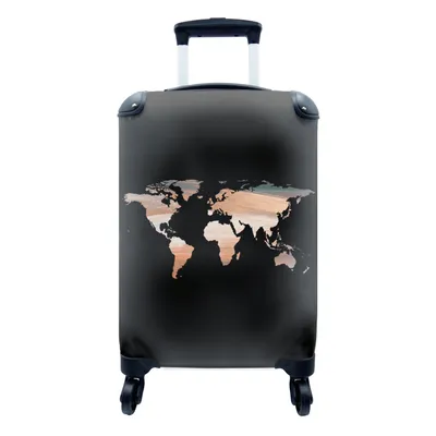 Produktbild von MuchoWow® Koffer Handgepäck Trolley Rollkoffer Kleine Reisekoffer mit 4 Rollen - Weltkarte - Farben - Schwarz - Cabin Size < 55x40x23 cm & 55x40x20 cm - Fotokoffer - Kabinenkoffer - Boardgepäck - Reise-Box - Reisekoffer - Reisegepäck - Koffer mit Bild - Trolley für Kinder