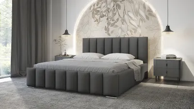 Obrázok produktu pre ADIDAR Greta čalúnená posteľ 200x200cm manželská posteľ kovový rám s hydraulickým dodávaním posteľ sivá Kronos 22