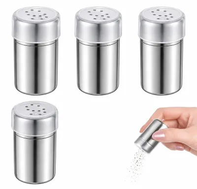 Mini-Salzstreuer 4er-Set, Edelstahl, 5 ml, für unterwegs