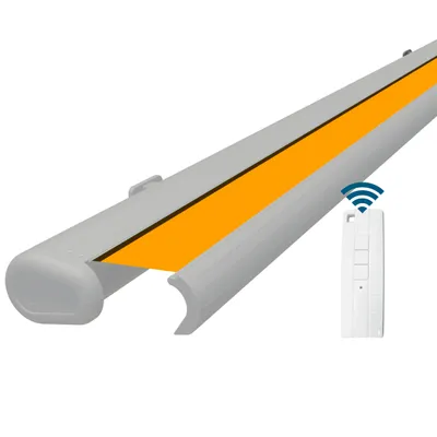 Produktbild von Eclipse Premium elektrische Vollkassettenmarkise Weiß 4,5x3 m Tuch: Gelb