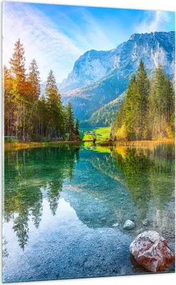 Produktbild von Bilder auf glas - Einteilig - Landschaft Berge Morgendämmerung - 70x100cm - Glasbilder - Wandbilder - Bilder - Wanddekoration aus Glas - Glas Bilder - Wandbild auf Glas - GPA70x100-4456