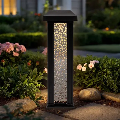 Produktbild von LED Solar Gartenstecker im Sprudelsäule Design - 30 cm - Garten Deko Wegeleuchte warm weiß