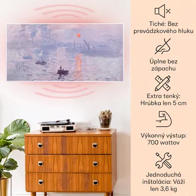 Obrázok produktu pre Klarstein Infračervený ohrievač s termostatom, elektrický ohrievač 700 W, infračervený ohrievač smart home pre montáž na stenu, IR s ovládaním pomocou aplikácie IoT/WiFi, plochý ohrievač odolný voči vlhkosti, nástenný ohrievač bez CO2