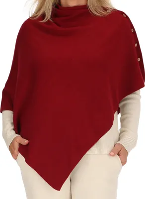 Produktbild von irisaa Damen Feinstrick Poncho, Strick Cape Cardigan für Frauen, Ärmellos und Rundhals, Italy