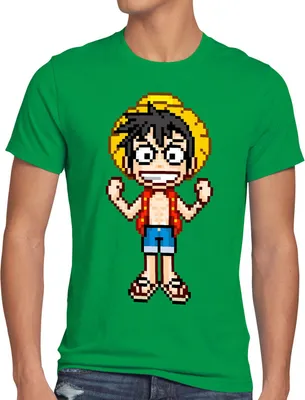 Produktbild von style3 Pixel Luffy Herren T-Shirt strohhut pirat one