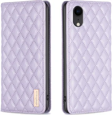 Produktbild von iPhone XR Hülle, Elegant Bookstyle Flip Leder Kartenfächer Schutzhülle mit Ständer für iPhone XR Lila
