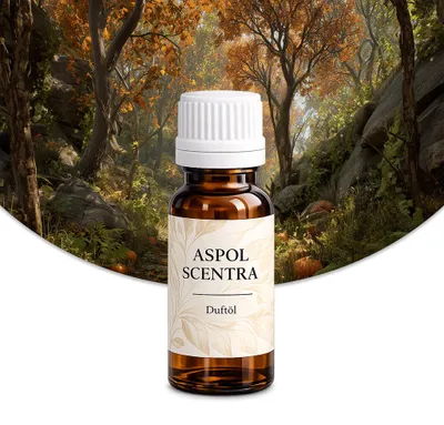 Produktbild von Aspol Scentra Kürbiswald UFIREADY Duftöl für Kerzen 20 ml, KI-generiertes Bild