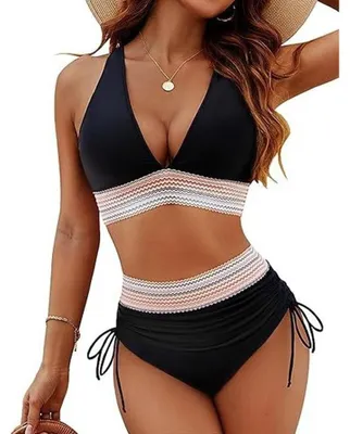 Immagine prodotto di Costume da bagno bikini a due pezzi, con scollo a V e vita alta