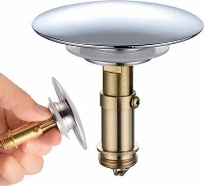 Obrázek produktu pro Mosazná vypouštěcí zátka, koupelnová vypouštěcí zátka 66 mm leštěná mosaz Chrome Pop Click Clack pro Vanity Dink Bath Replacement Bath Bath Bolts