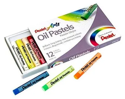 Produktbild von Ölpastellkreide 12 Farben Set von Pentel, Kreidestifte Schulpackung 12 Stk