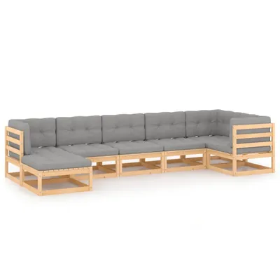Immagine prodotto di vidaXL Set da salotto da giardino 7 pezzi con cuscini in legno di pino massiccio