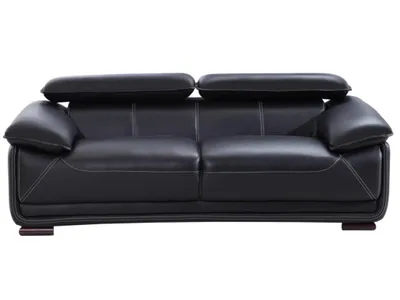 Produktbild von Vente-unique MACELO, Tuxedo sofa, Wohnzimmer, Schwarz, 3 Sitz(e), Schwarz, Leder