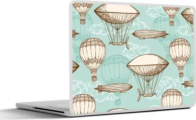 Produktbild von MuchoWow® Laptop Aufkleber Sticker Cover Vintage - Luftballon - Kinder - Muster 30x22 cm - Laptop-Sticker
