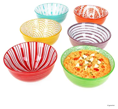 Produktbild von 6x Uni bunt mit Nachbildung Snack- & Dip-Schalen 200ml 6 Farben Dessert-Bowl