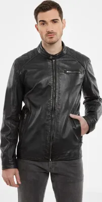 Produktbild von Jilani - Herren Lederjacke Lammnappa schwarz : 56