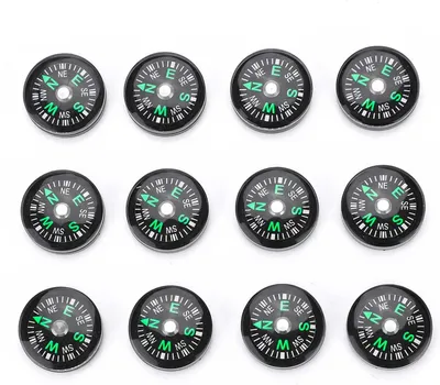 Imagen del producto de Mini brújula, rellena de aceite, de 20 mm, paquete de 12 unidades, ideal para actividades al aire libre