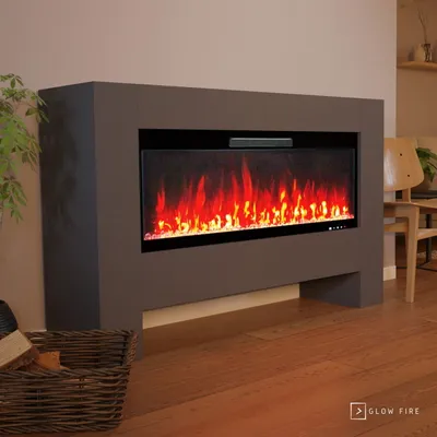 Produktbild von Glow Fire Elektrokamin 'Hermes 127' | LED Standkamin in grau mit Heizung (1500 W) | HxBxT: 96 x 156 x 38 cm
