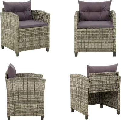 Immagine prodotto di vidaXL Sedia da giardino con cuscino in Poly Rattan Grigio - Sedia da giardino - Sedie da giardino - Poltrona da giardino - Sedia da pranzo