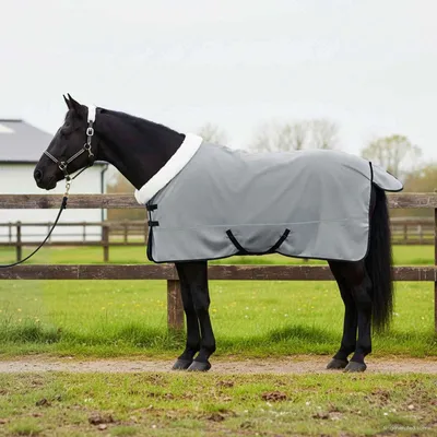 Imagen del producto de Manta para caballos de color verde oscuro, fabricada en polarfleece, de 165 cm