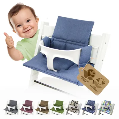 Produktbild von BAMBINIWELT Ersatzbezug, Kissen-Set für Hochstuhl Kinderstuhl Stokke Tripp Trapp, Sitzverkleinerer, ORG. blau