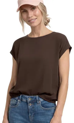 Productafbeelding van Street One blouse met wijde schouders en tapeerdetails, espressobruin, maat 42