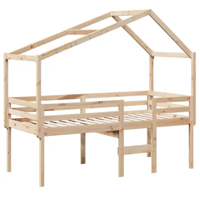 Produktbild von Hochbett mit Dach 90x190 cm Massivholz Kiefer