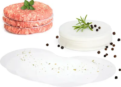 Produktbild von GOURMEO Burger Papier/Blatt Backpapier für Burgerpresse, Ø 13 cm, 500 STK – Antihaft Backpapier/Trennpapier für perfekte Hamburger, Cheeseburger – zum Grillen