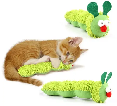 Produktbild von Katzenkau-Spielzeug Raupe mit Früchteschwanz – Catnip & Silvervine – Interaktiv