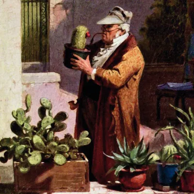 Produktbild von Carl Spitzweg Kunstdruck Bild - Der Kaktusfreund, 1857, Detail (100 x 100 cm)