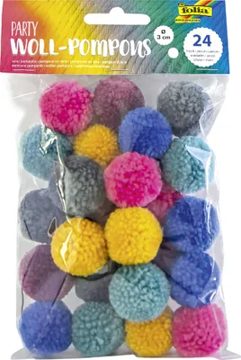 Produktbild von folia Woll-Pompons "Party" 24 Stück farbig sortiert
