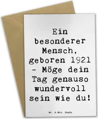 Produktbild von Mr. & Mrs. Panda Glückwunschkarte Spruch 1921 Geburtstag - Weiß - Geschenk, Jubiläum, weihnachtskarten, wundervoller, Jahrgang, einladungskarten, osterkarten, Geburtsjahr