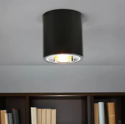 Immagine prodotto di Faretto a superficie Bauhaus in metallo nero elegante E27 moderna plafoniera soggiorno corridoio cucina