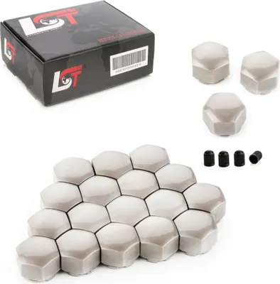 Produktbild von 20x Radschrauben Kappen Radschraubenkappen Set 16 mm hellgrau für VW SEAT SKODA