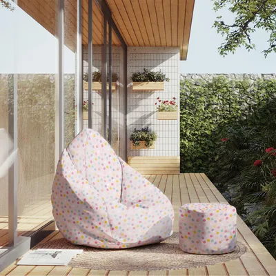 Produktbild von Dreamroots BeanBag 80x80x120cm Sitzsack mit Lehne und Hocker Sitzsack mit Füllung Sitzsack Erwachsene mit Füllung Pastel Confetti Dots