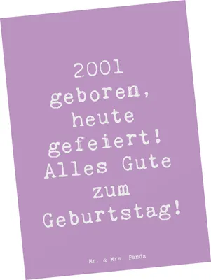 Produktbild von Mr. & Mrs. Panda Postkarte Spruch 2001 Geburtstag - Lavendeltraum - Geschenk, Ansichtskarte, bildkarte, Feier, Alter, Grußkarte, Happy Birthday, Alles Gute zum, feiern