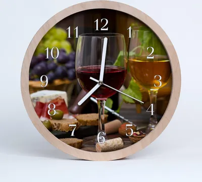 Produktbild von Holzuhr 30fi cm wanduhr - Ein Glas Wein