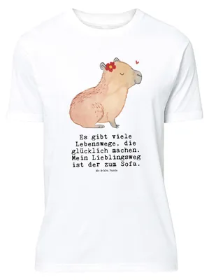 Produktbild von Mr. & Mrs. Panda Shirt Capybara Blume - Weiß - Geschenk, Lustiges T-Shirt, Tshirt, mit Spruch, Lustige Sprüche, Oversize