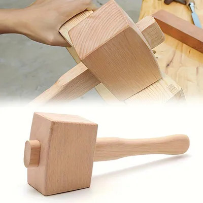 Imagen del producto de Martillo de madera - Martillo para trabajos en madera - Martillo de haya - Martillo para el montaje y la instalación de muebles de madera - Adecuado para talladores de madera