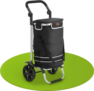 Produktbild von Juskys Einkaufstrolley 3in1 mit 2 Rollen für Shopping - 56 L Tasche - Schwarz