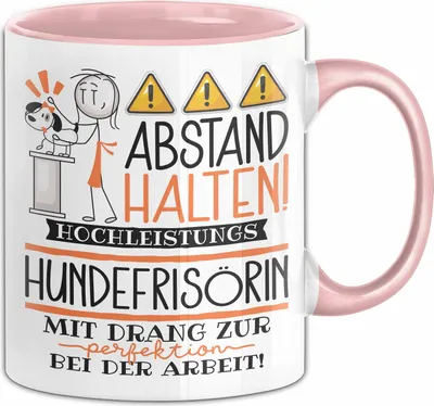 Produktbild von Hundefrisörin Tasse Geschenk Lustig Abstand Halten Hochleistungs-Hundefrisörin Mit Drang Zur Perfektion Bei Der Arbeit (Rosa)