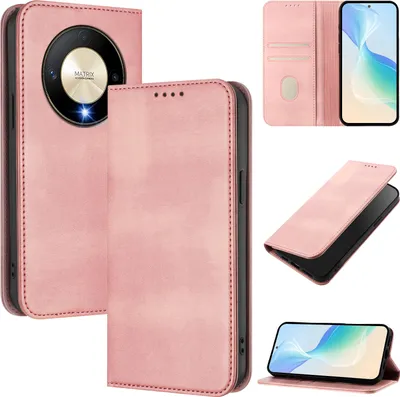 Image de Etui pour Honor X9b / Magic6 Lite, étui en cuir vintage avec protection RFID, fentes pour cartes, support Rose