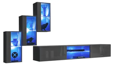 Zdjęcie produktu dla Zestaw 4-częściowy szafka ścienna designerski kredens stojak na telewizor drewniane meble