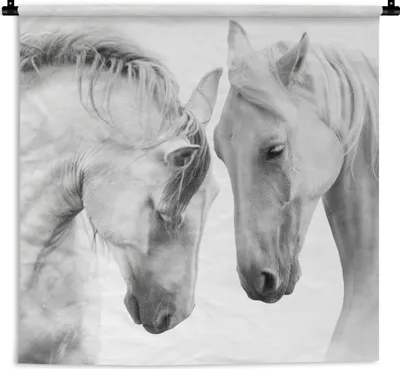 Produktbild von MuchoWow® Wandteppich Wandbehang Pferd - Tiere - Porträt - Weiß 60x60 cm Tapisserie Dekoration Wandtuch - Dekorationen - Wand Decke