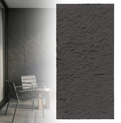 Image de Panneaux muraux 3D effet pierre CEEDIR, lot de 3, 120 x 60 cm, 0,72 m², revêtement mural enPolyuréthaneeffet roche, dalles murales décoratives pour intérieur, salon, noir