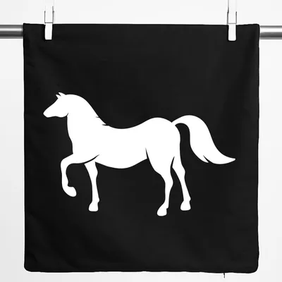 Produktbild von Huuraa Kissenbezug Pferd Silhouette 40x40cm Black Baumwolle Dekokissenbezug Geschenkidee