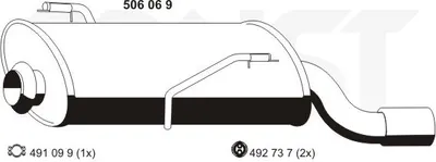 Produktbild von ERNST 506069 Endschalldämpfer passend für PEUGEOT 206 Schrägheck (2A/C) Auspuff