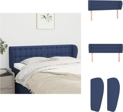 Produktbild von vidaXL Kopfteil mit Ohren Blau 147x23x78/88 cm Stoff -  Kopf- & Fußenden