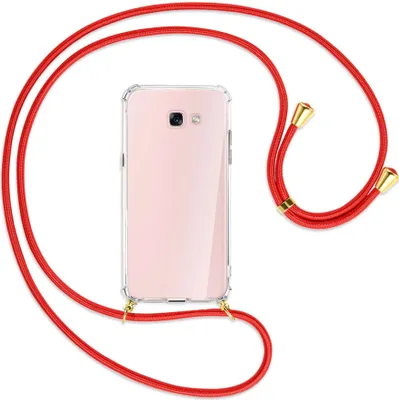 Produktbild von Handykette Backcover-Schutzhülle mit Band (Metall goldfarben) für Samsung Galaxy A7 2017 - rot