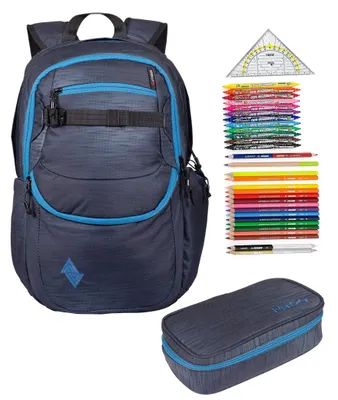Produktbild von Schulrucksack Jungen Mädchen 3 Teile Set Nitro Future Hero Schultasche inkl. Mäppchen Box XL und Mäppchen Füllung Tasche anthrazit grau blau Haze +rmv