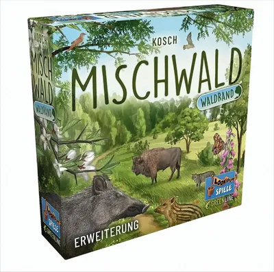 A board game box with a forest scene and animals on the front.